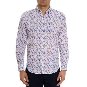 Robert Graham Blue Hawaiian Long Sleeve Button Front Shirt Multi Size L